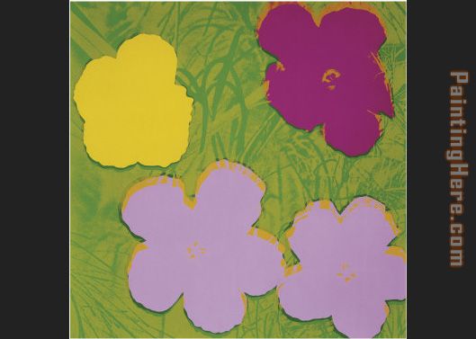 Flowers Yellow, Lilac, Purple painting - Andy Warhol Flowers Yellow, Lilac, Purple art painting